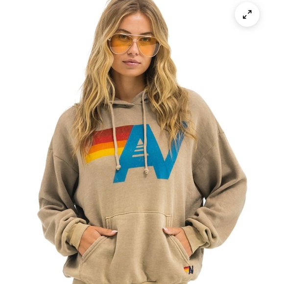 Aviator Nation Tan Logo Relaxed Hoodie - Picture 2 of 5